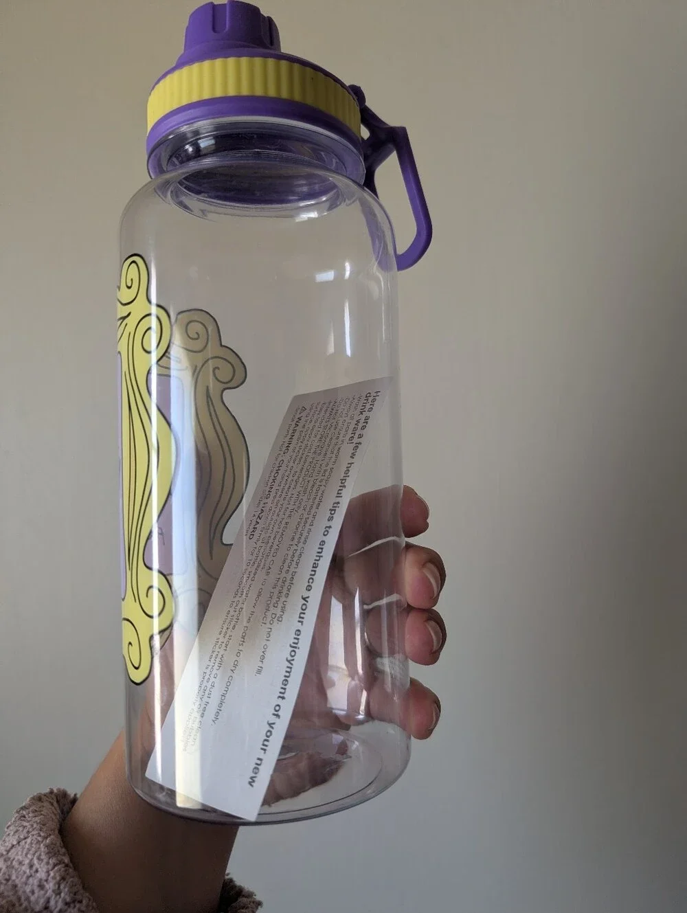 Purple and Yellow 'Love, Laughter and Friends' Party Water Bottle